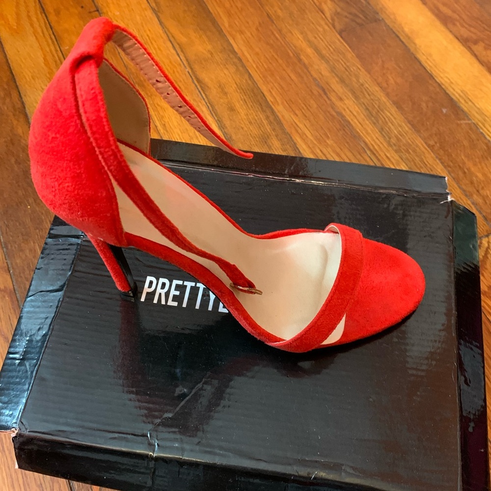 Red Suede Scrap Heels